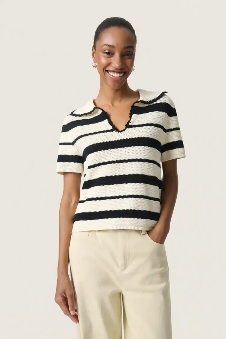SOAKED IN LUXURY TRICOT MANCHE COURTE MADALENA - WHITE STRIPES