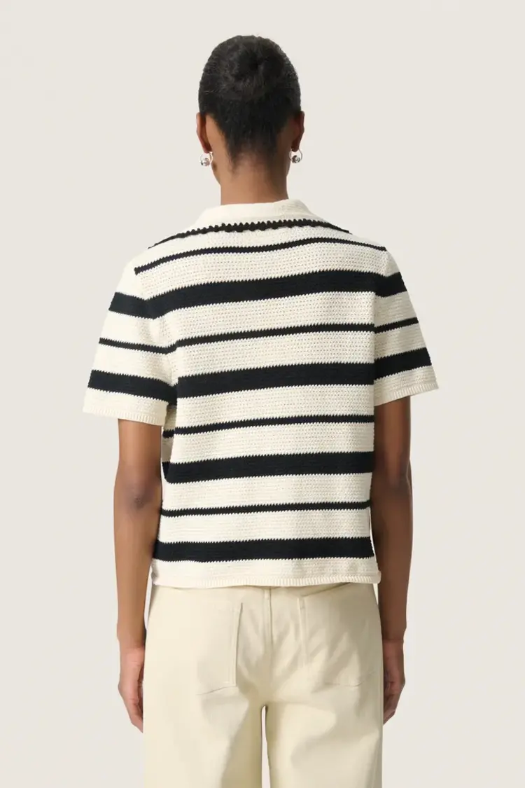 SOAKED IN LUXURY TRICOT MANCHE COURTE MADALENA - WHITE STRIPES