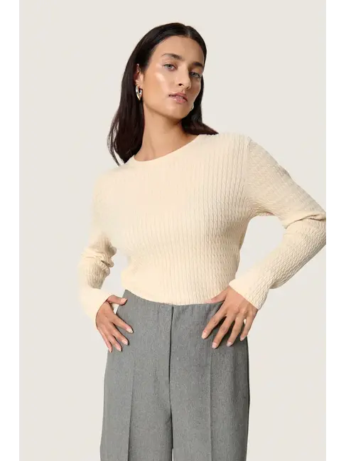 SOAKED IN LUXURY CHANDAIL SPINA CABLE FULLOVER - SANDSHELL