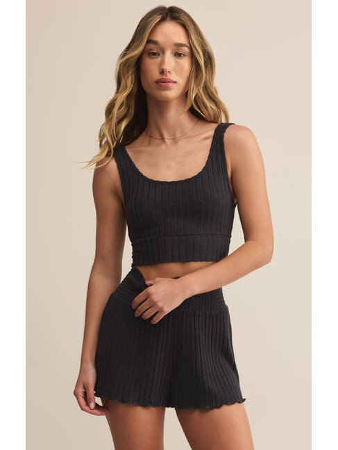 Z SUPPLY CAMISOLE ZOE RIB - BLACK SAND