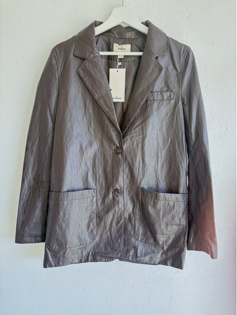 THE KORNER VESTON À MANCHES LONGUES EN CUIR - BRUN