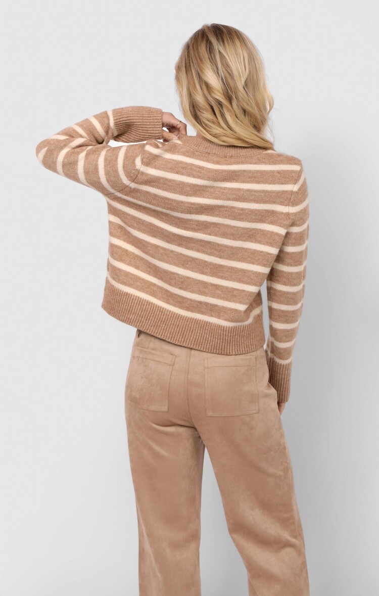 SADIE & SAGE TRICOT SHERI STRIPED - TAUPE CREAM