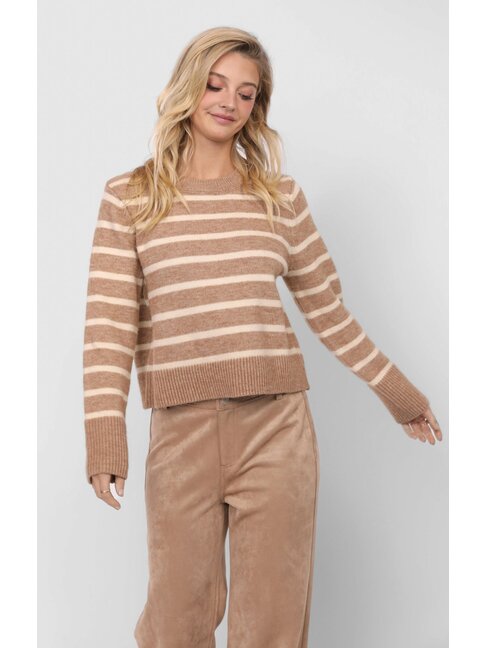 SADIE & SAGE TRICOT SHERI STRIPED - TAUPE CREAM