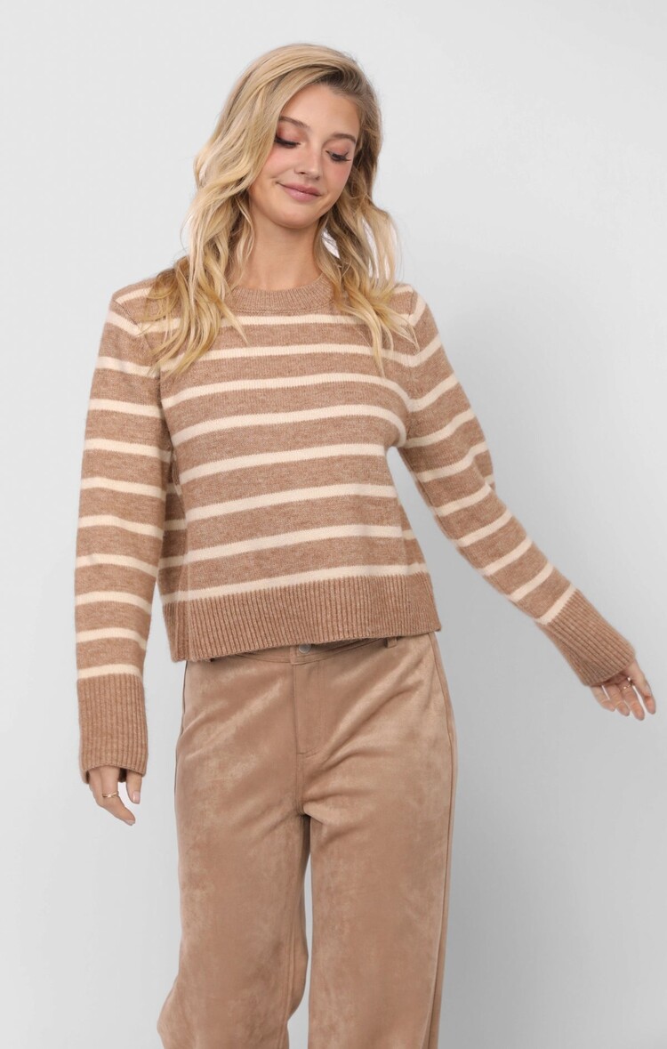 SADIE & SAGE TRICOT SHERI STRIPED - TAUPE CREAM