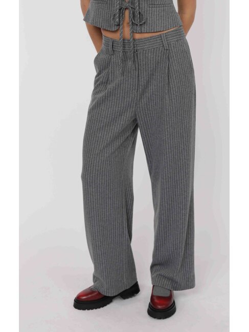 SADIE & SAGE PANTALON DAY TO DAY - STRIPE GREY WHITE