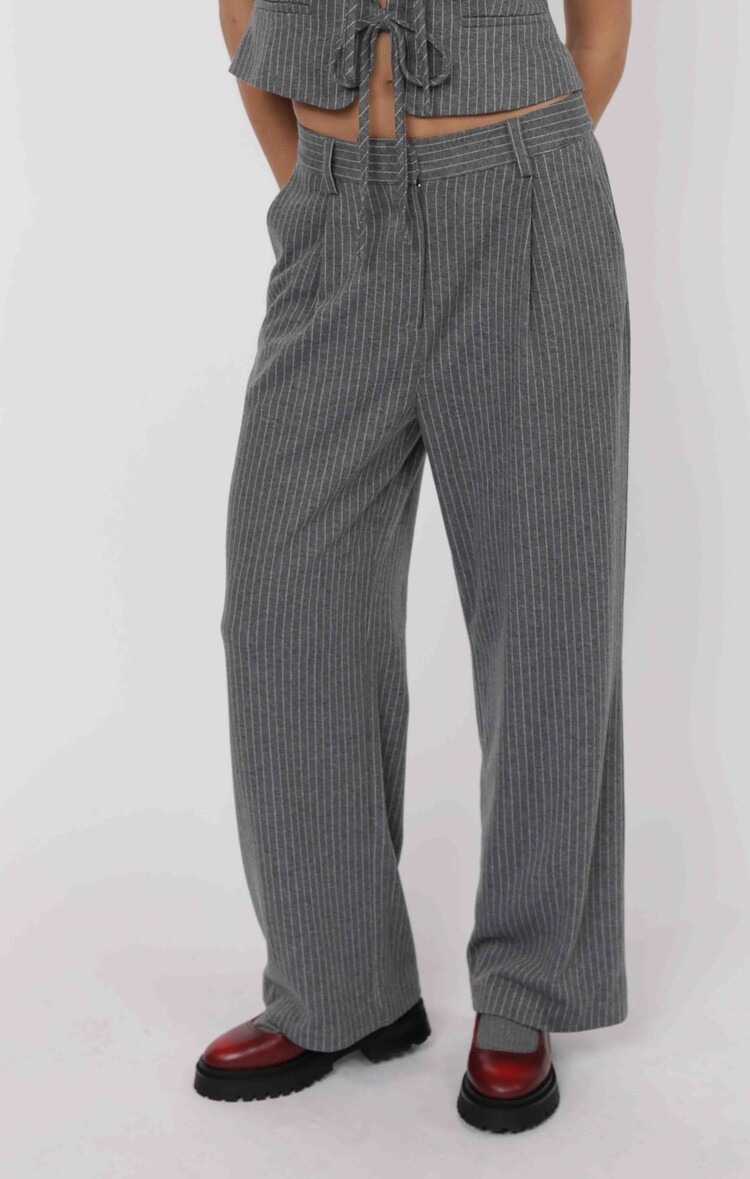 SADIE & SAGE PANTALON DAY TO DAY - STRIPE GREY WHITE