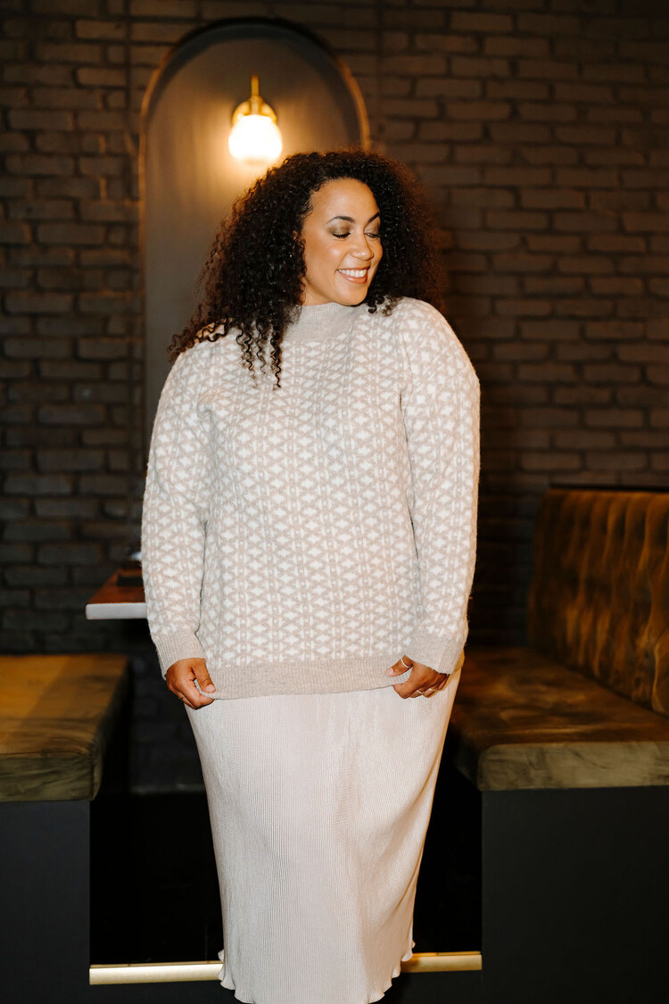 ROSE MATERNITÉ CHANDAIL EN LAINAGE FÉES DES NEIGES - BEIGE & BLANC