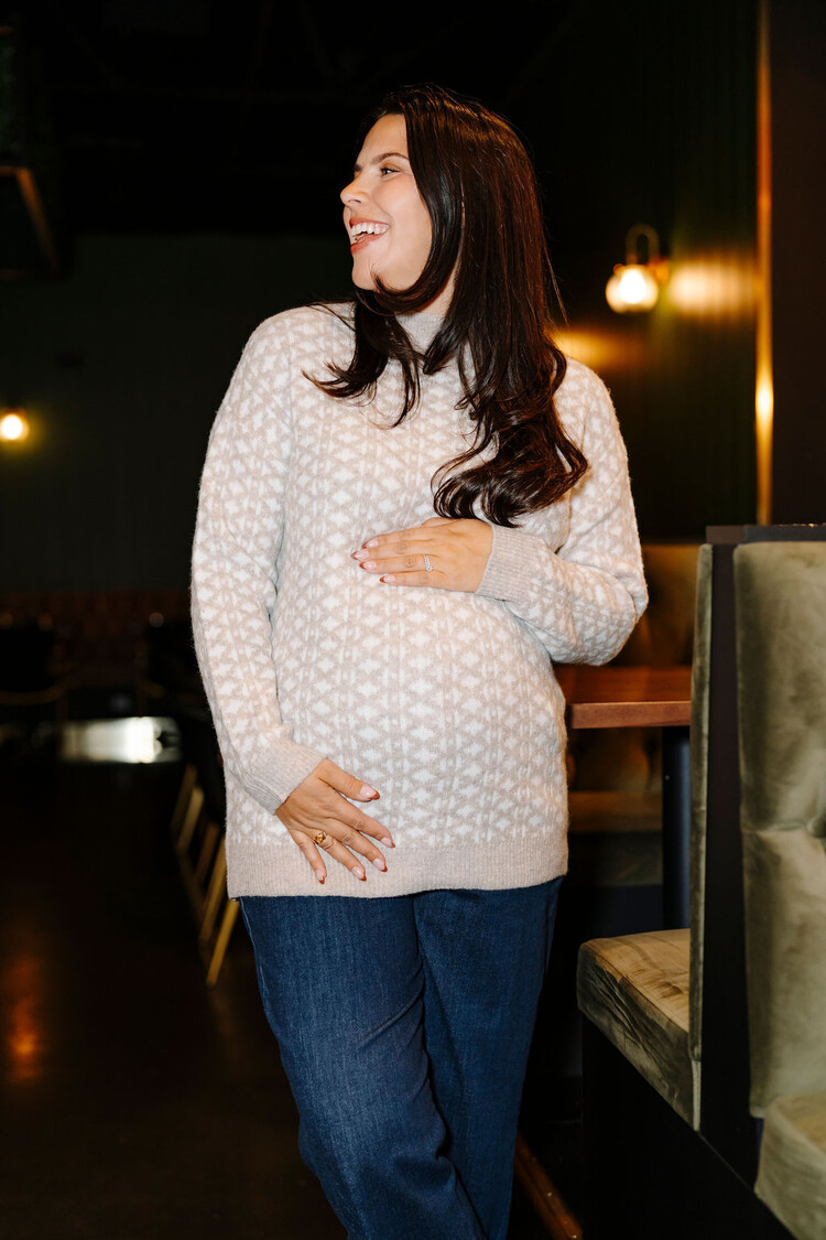 ROSE MATERNITÉ CHANDAIL EN LAINAGE FÉES DES NEIGES - BEIGE & BLANC