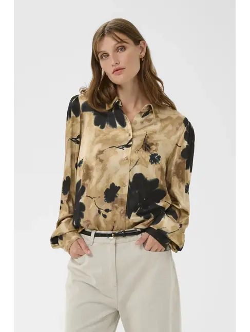 SOAKED IN LUXURY BLOUSE RIYAN - TIMBERWOLF