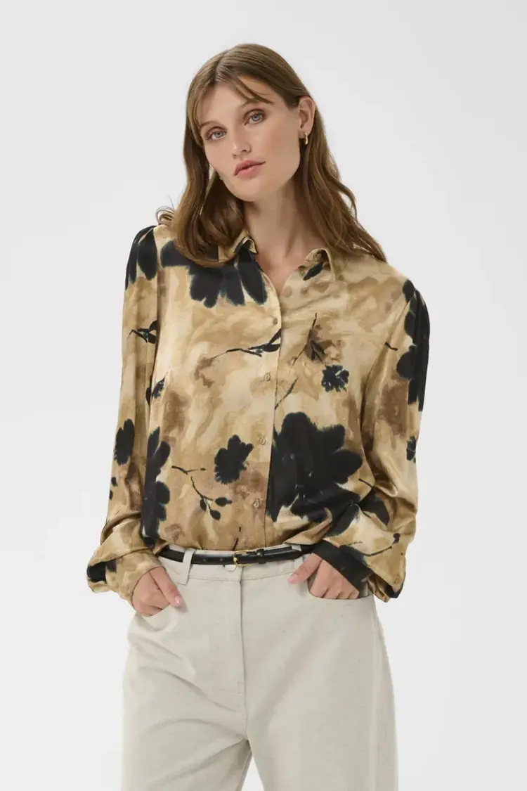 SOAKED IN LUXURY BLOUSE RIYAN - TIMBERWOLF