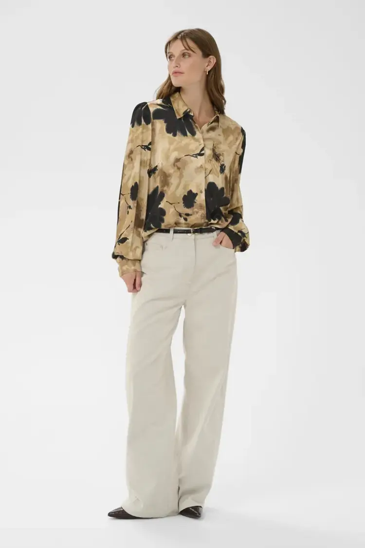 SOAKED IN LUXURY BLOUSE RIYAN - TIMBERWOLF