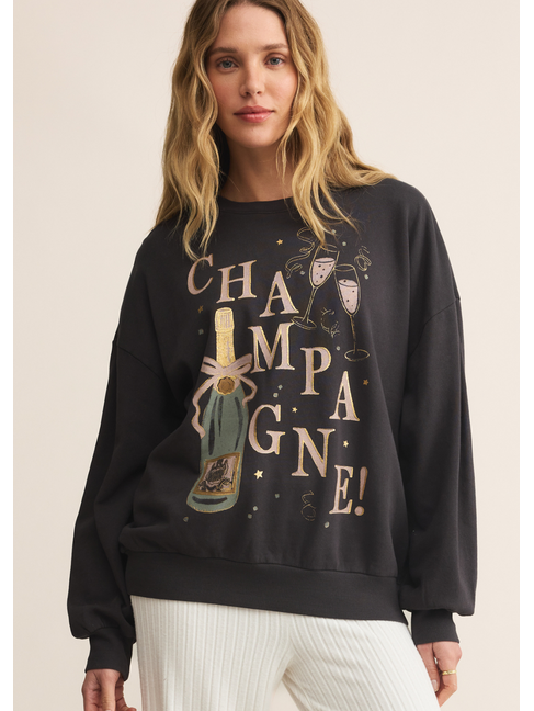 Z SUPPLY SWEATSHIRT CHAMPAGNE - BLACK SAND