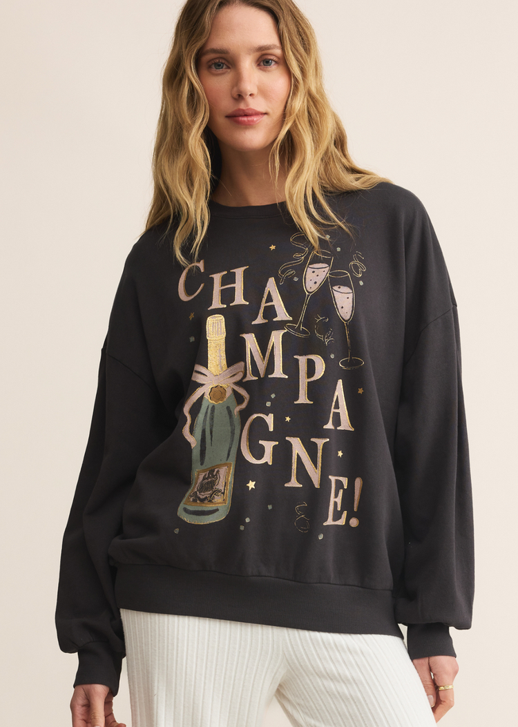 Z SUPPLY SWEATSHIRT CHAMPAGNE - BLACK SAND
