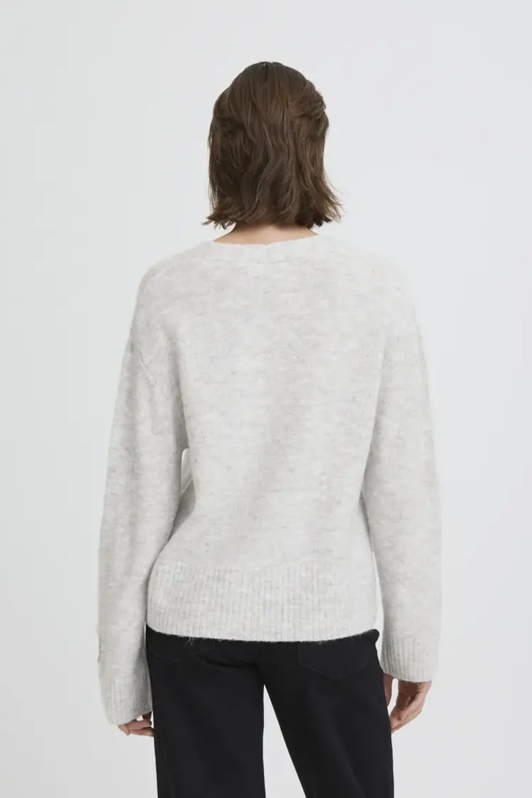 ICHI CARDIGAN BALING - LIGHT GREY MELANGE