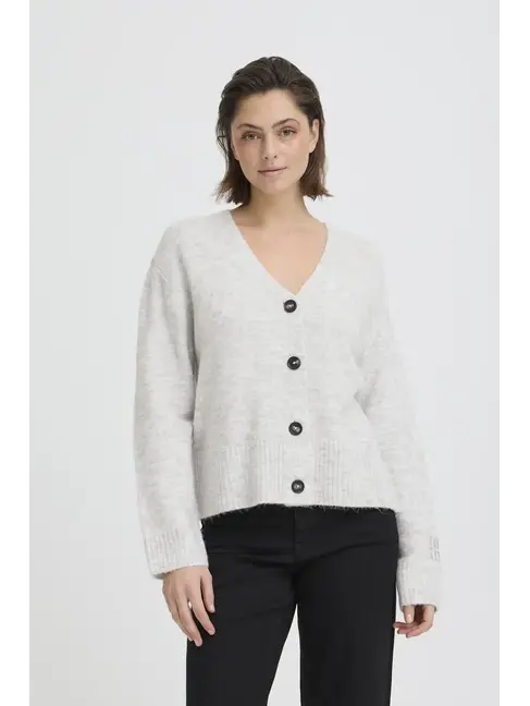 ICHI CARDIGAN BALING - LIGHT GREY MELANGE