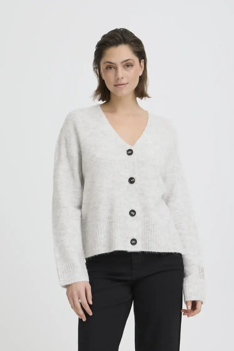 ICHI CARDIGAN BALING - LIGHT GREY MELANGE