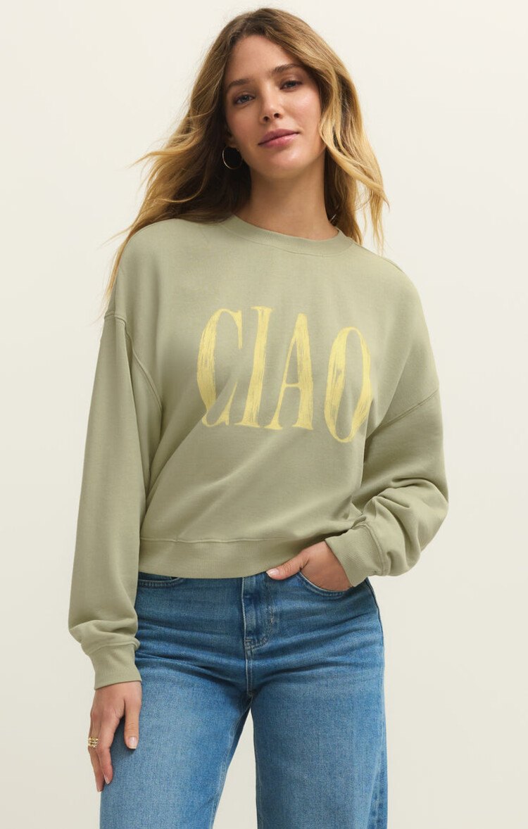 Z SUPPLY SWEATSHIRT CIAO FIRST DATE - BAY LEAF