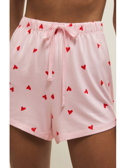 Z SUPPLY SHORT - LOVE FIRST HEART - PINK MARSHMALLOW