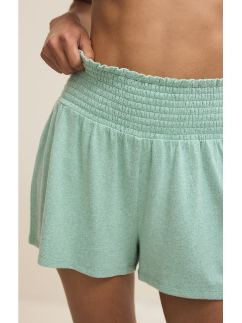 Z SUPPLY BRUSHED JERSEY DAWN SMOCKED - CRYSTAL GREEN