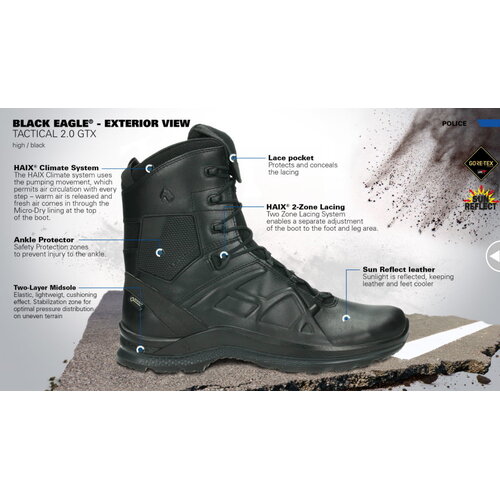 HAIX Black Eagle Tactical 2.0 GTX - 8" - No Zip - Black