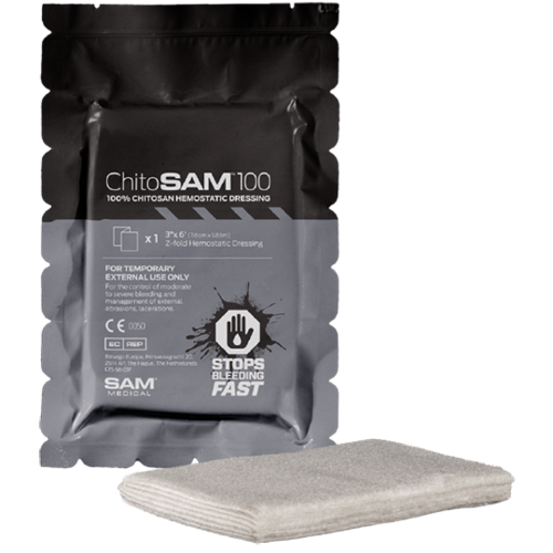 SAM Medical CHITO SAM 100 3" x 6" Z-Fold Hemostatic Dressing (Grey)