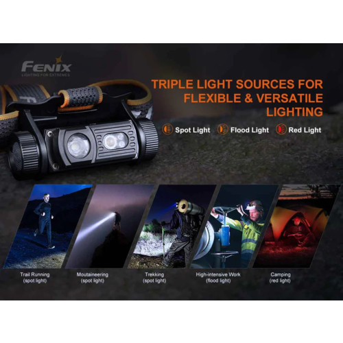 Fenix Headlamp Rechargeable HM60R 1 x 18650 Battery