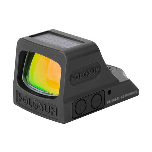 Holosun HE508T-RD X2 - LE Version -  Solar Open Frame Circle Red Dot, Titanium, Motion Sensor, Mini, Side Battery