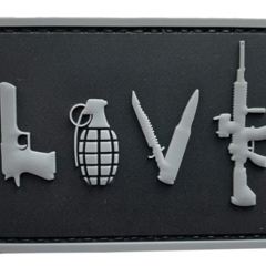 MericaLife LOVE-Pistol Grenade Knife Rifle PVC Patch Grey