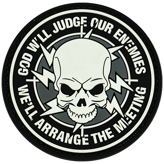 thumbnail image 2 of "God Will Judge Our Enemies" 2nd Amendment Dome Decal – 56mm Aluminum Emblem For Car/Truck 2 of 5