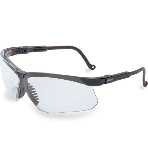 Uvex Genesis Safety Glasses With Black Frame, Clear Lens And Hydro Shield Anti-Fog Lens Coating