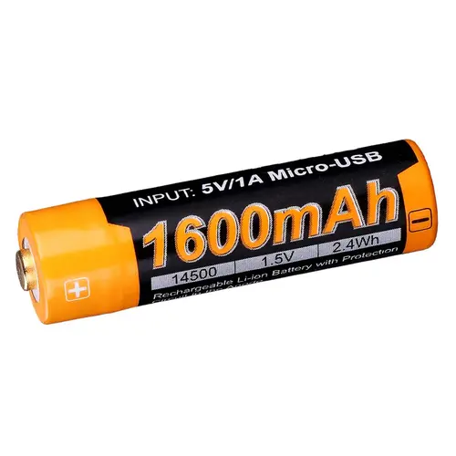 Fenix Battery Rechargeable 14500 1600 Mah W/Micro USB Port