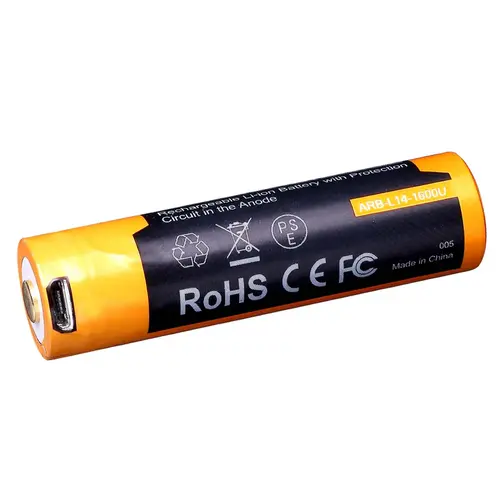 Fenix Battery Rechargeable 14500 1600 Mah W/Micro USB Port