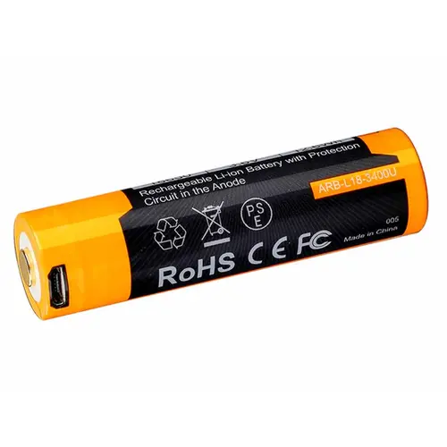 Fenix Battery Rechargeable 18650 W/USB Type C Port 3400 Mah V3.0