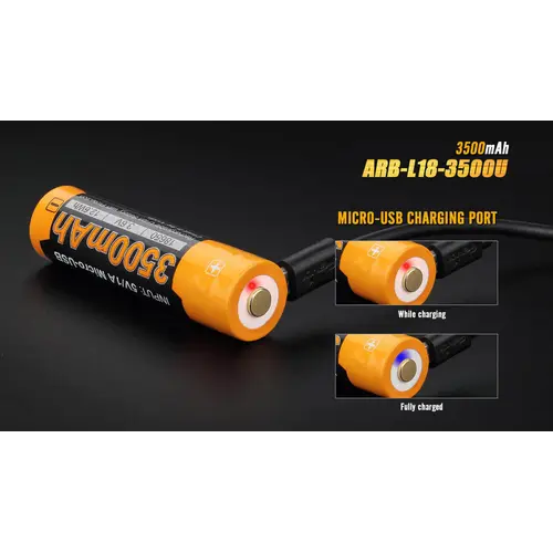 Fenix Battery Rechargeable  W/USB Port 18650 3500 Mah