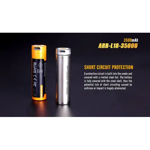 Fenix Battery Rechargeable  W/ Micro USB Port 18650 3500 Mah