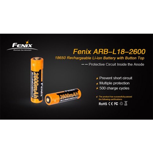 Fenix Battery Rechargeable 18650  3.6V 2600 Mah