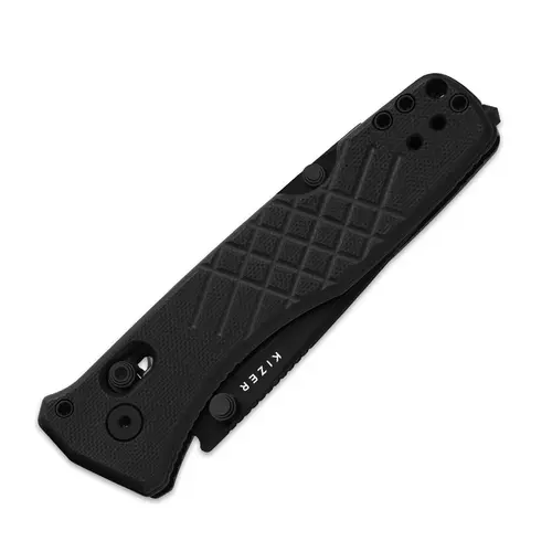 KIZER Cutlery AEGIS T Clutch Lock Rescue Hook & Glass Breaker Tanto Black
