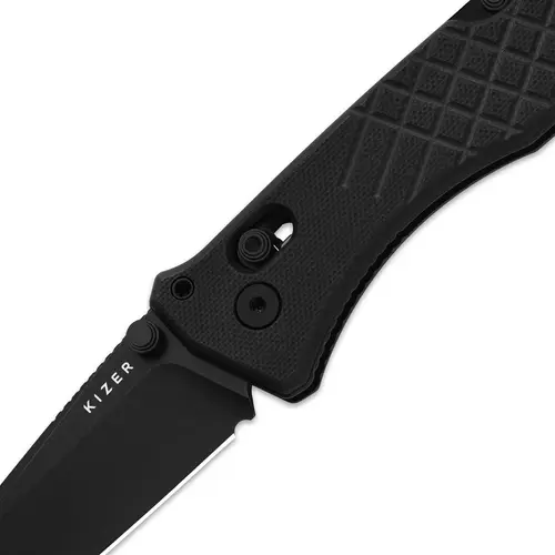 KIZER Cutlery AEGIS T Clutch Lock Rescue Hook & Glass Breaker Tanto Black