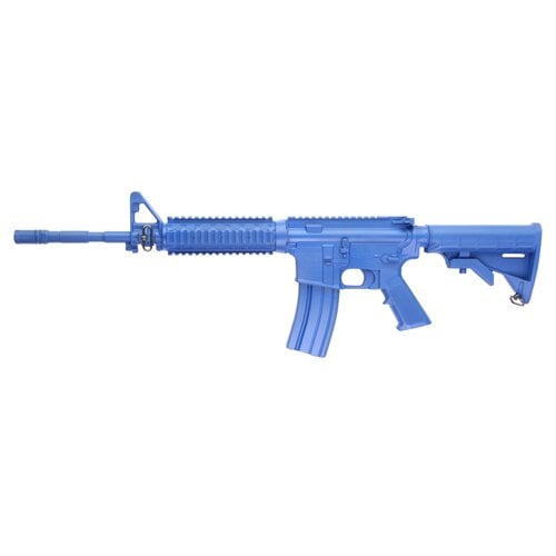 Blue Guns Training Gun - M4 Flat Top Closed Stock with Forward Rail, 14" Barrel - Blue - Non Weighted