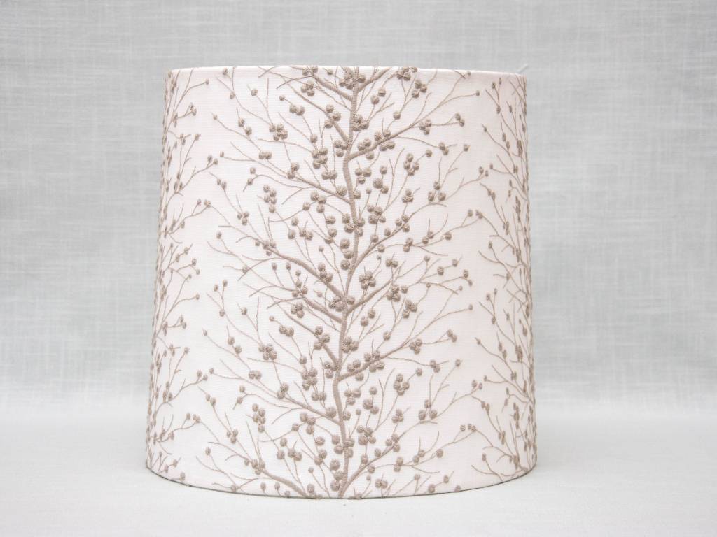 Lamp Shade Tapered Embroidered Branches In Grey