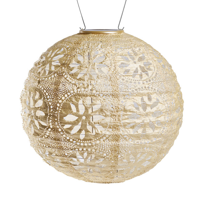 Solar Lantern Boho Globe Pearl 12"