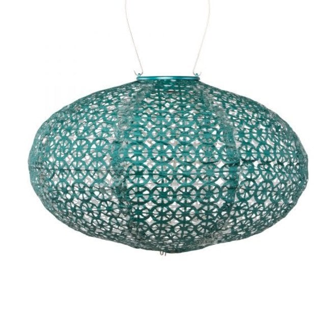 Solar Lantern Soji Oval Emerald 14" X 9"