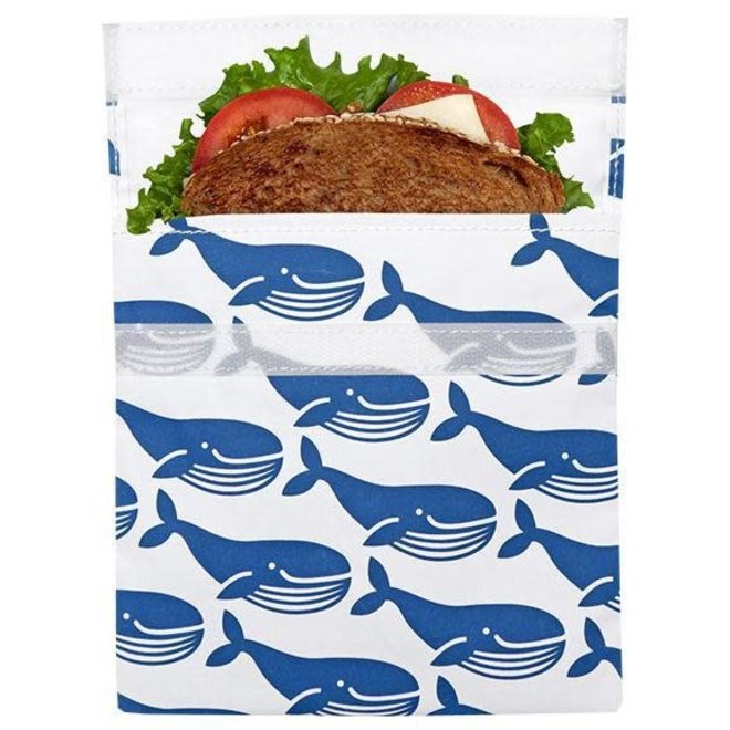 Reusable Sandwich Bag Whale Blue (Velcro)