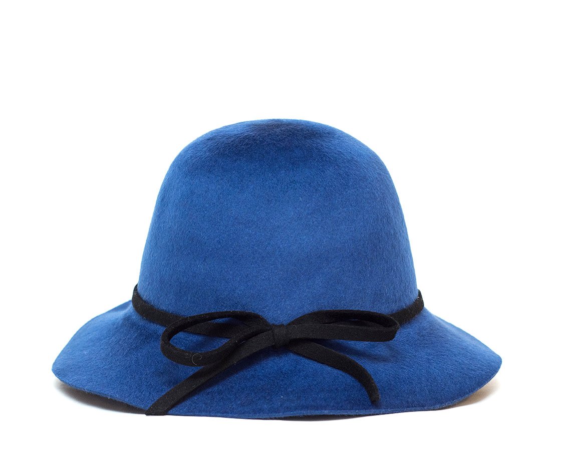 Cloche Felt Hat Blue