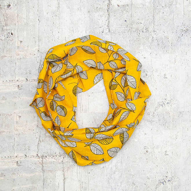 Scarf Infinity Leaves Black & Yellow