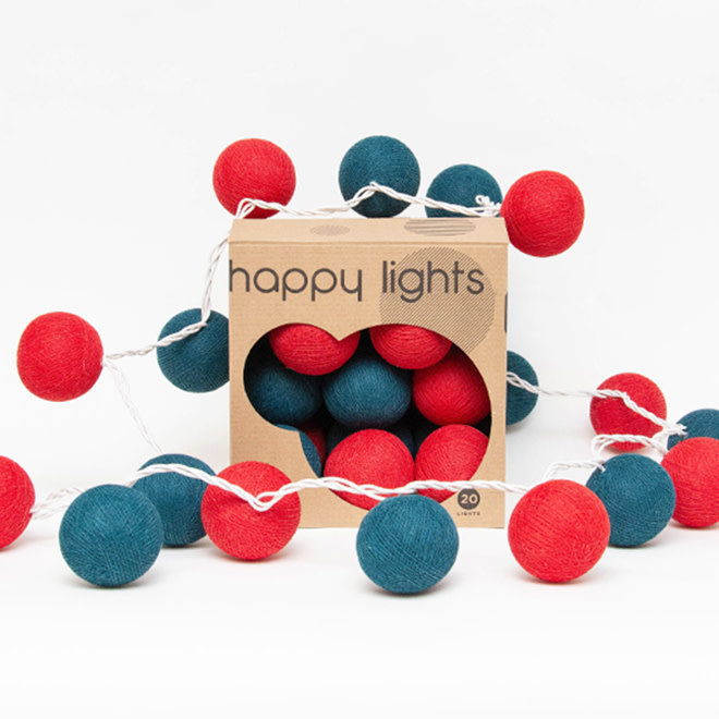 Happy Lights Box Red & Peacock