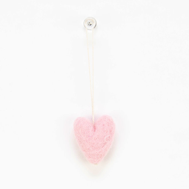 Felted Wool Mini Heart Ornament Pink