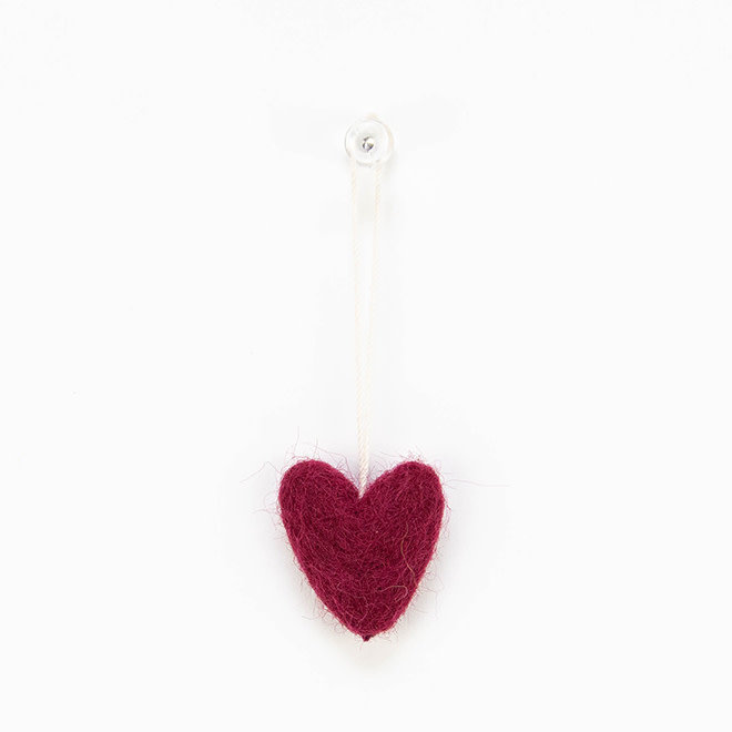 Felted Wool Mini Heart Ornament Sangria