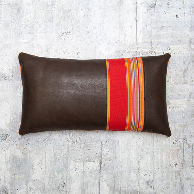 Pillow Cuscino Lumbar Dark Chocolate / Orange 18 x 10in
