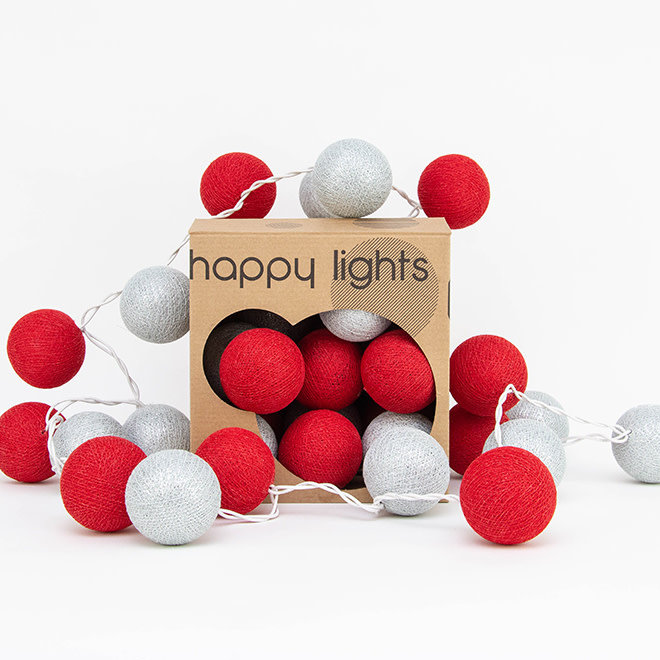 Happy Lights Box Silver & Red